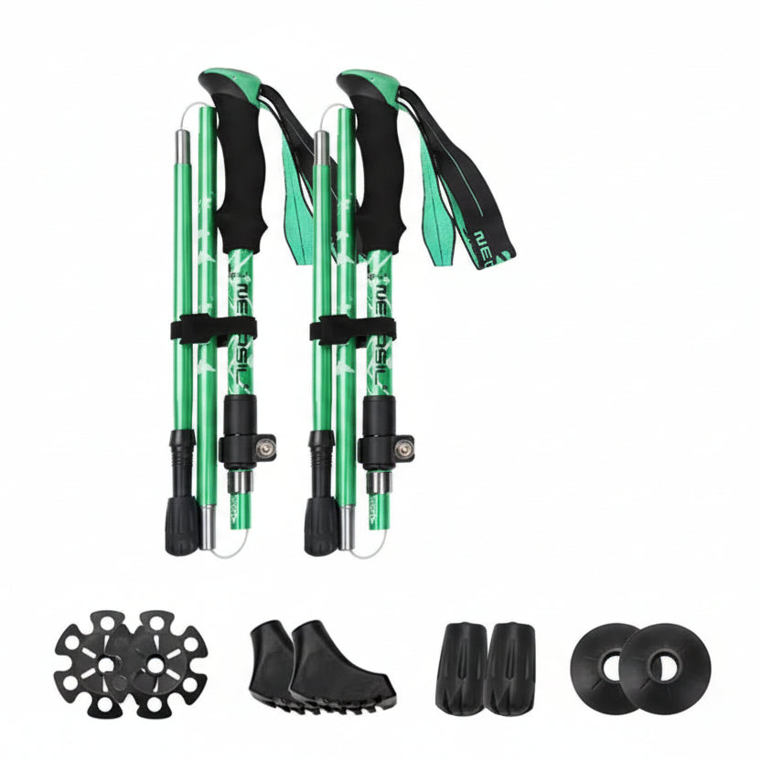 Easy-to-pack foldable trekking poles, a must-have for all outdoor enthusiasts.