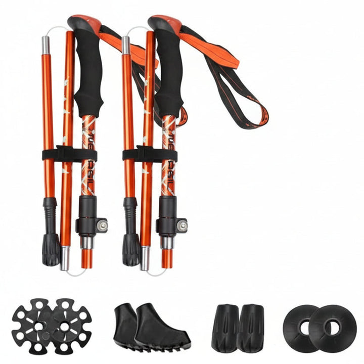 Robust adjustable hiking poles, providing dependable support for active users.