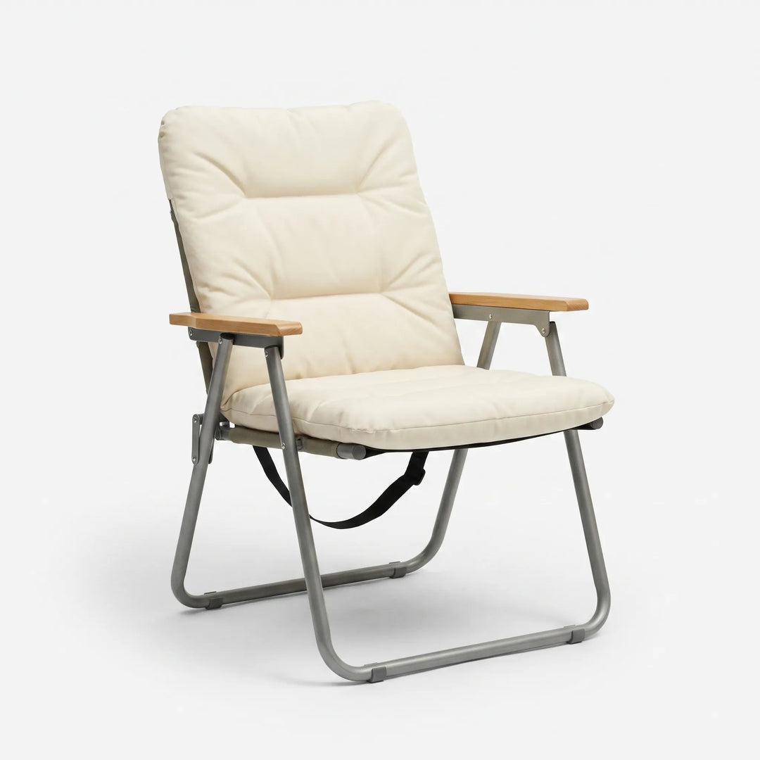 Easy setup folding camping sofa for two. Portable outdoor couch, compact for storage & travel. Durable design.