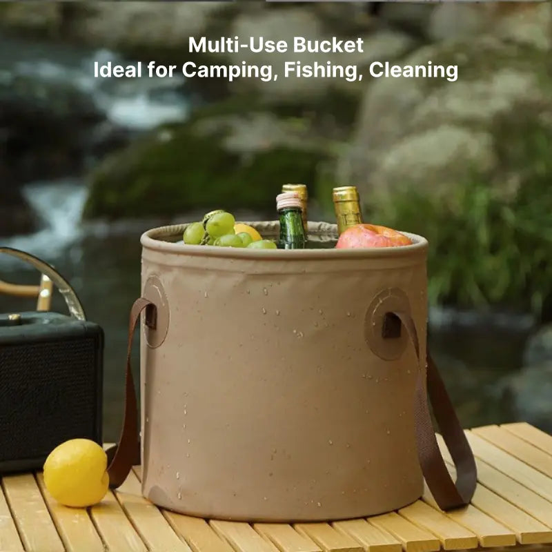 Emergency outdoor water bucket, folding and leakproof, essential camping storage for survival kits