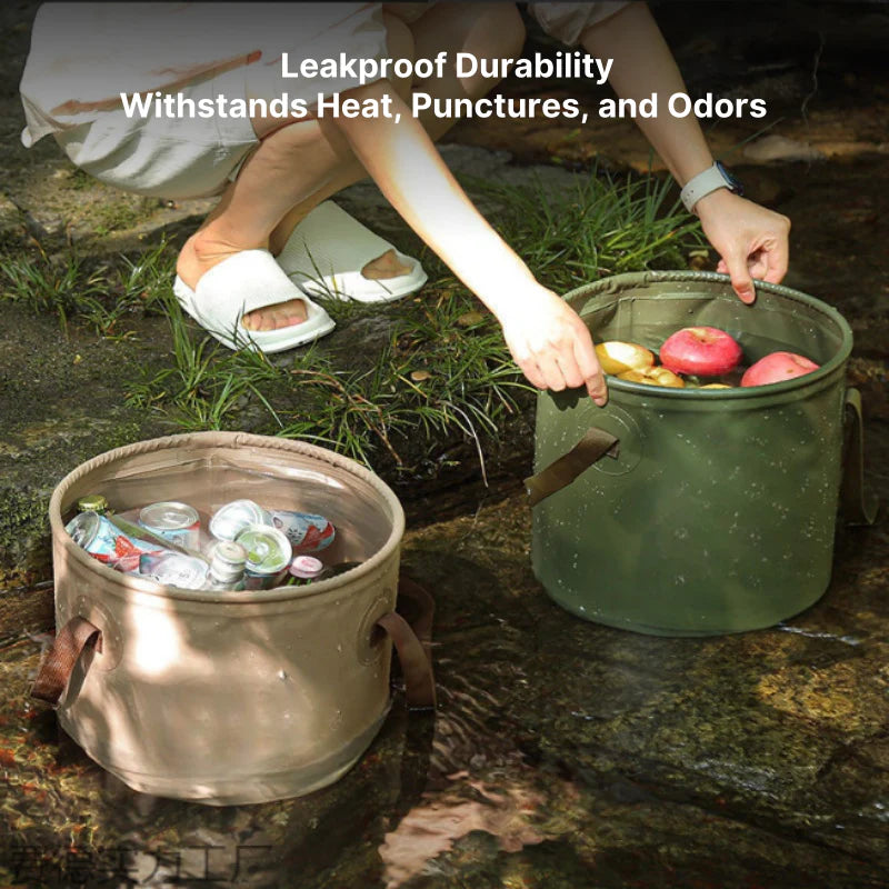 Outdoor utility folding water bucket, great for collecting water on camping trips or gardening