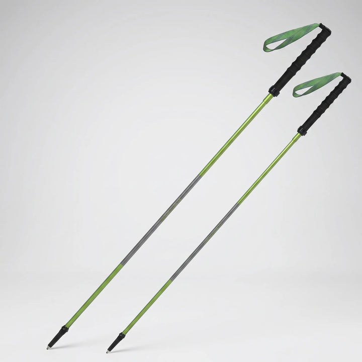 Durable aluminum folding trekking pole with quick lock system, essential lightweight gear for hiking & outdoor sports.