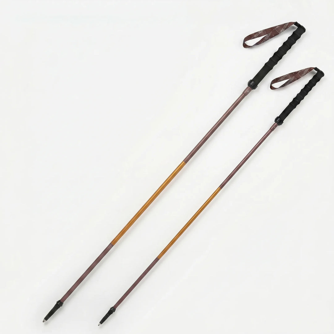 Close-up of quick lock on a folding trekking pole, ensuring secure adjustment for hiking, walking, and trail running.