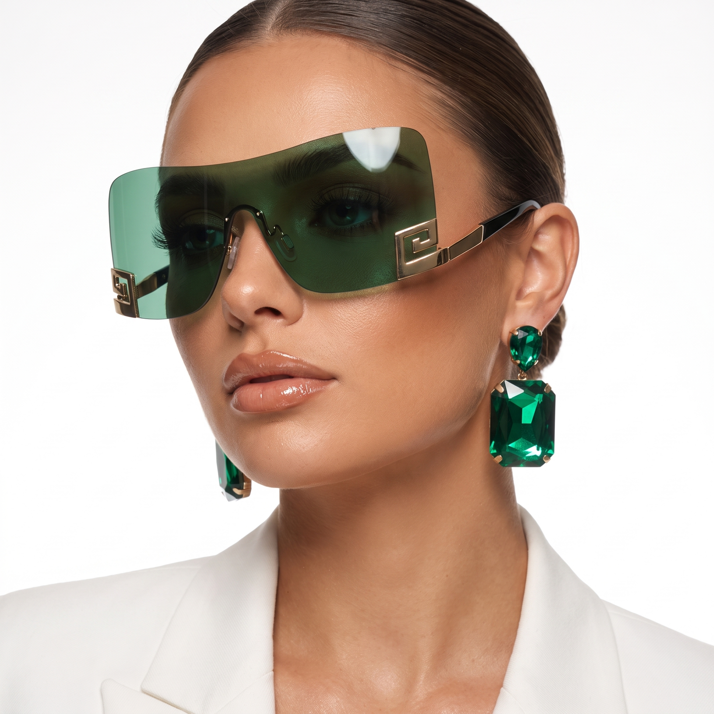 Unique unisex frameless futuristic sunglasses, perfect for festival & travel. UV400 eye protection.