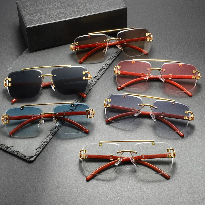 Lightweight frameless sunglasses for unisex fashion. Modern design offers UV protection & comfortable wear.