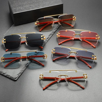 Lightweight frameless sunglasses for unisex fashion. Modern design offers UV protection & comfortable wear.