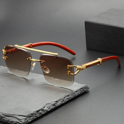 Modern frameless unisex sunglasses providing clear vision & essential UV protection for stylish everyday wear.
