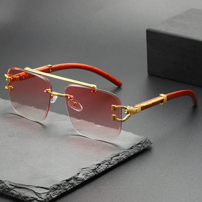 Sleek frameless UV protection sunglasses. Unisex eyewear for a modern, lightweight, and fashion-forward style.