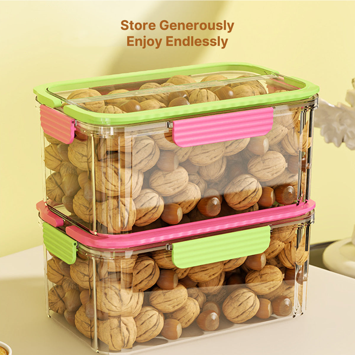 Stackable fresh food storage box, perfect for kitchen organization & portable lunch box use