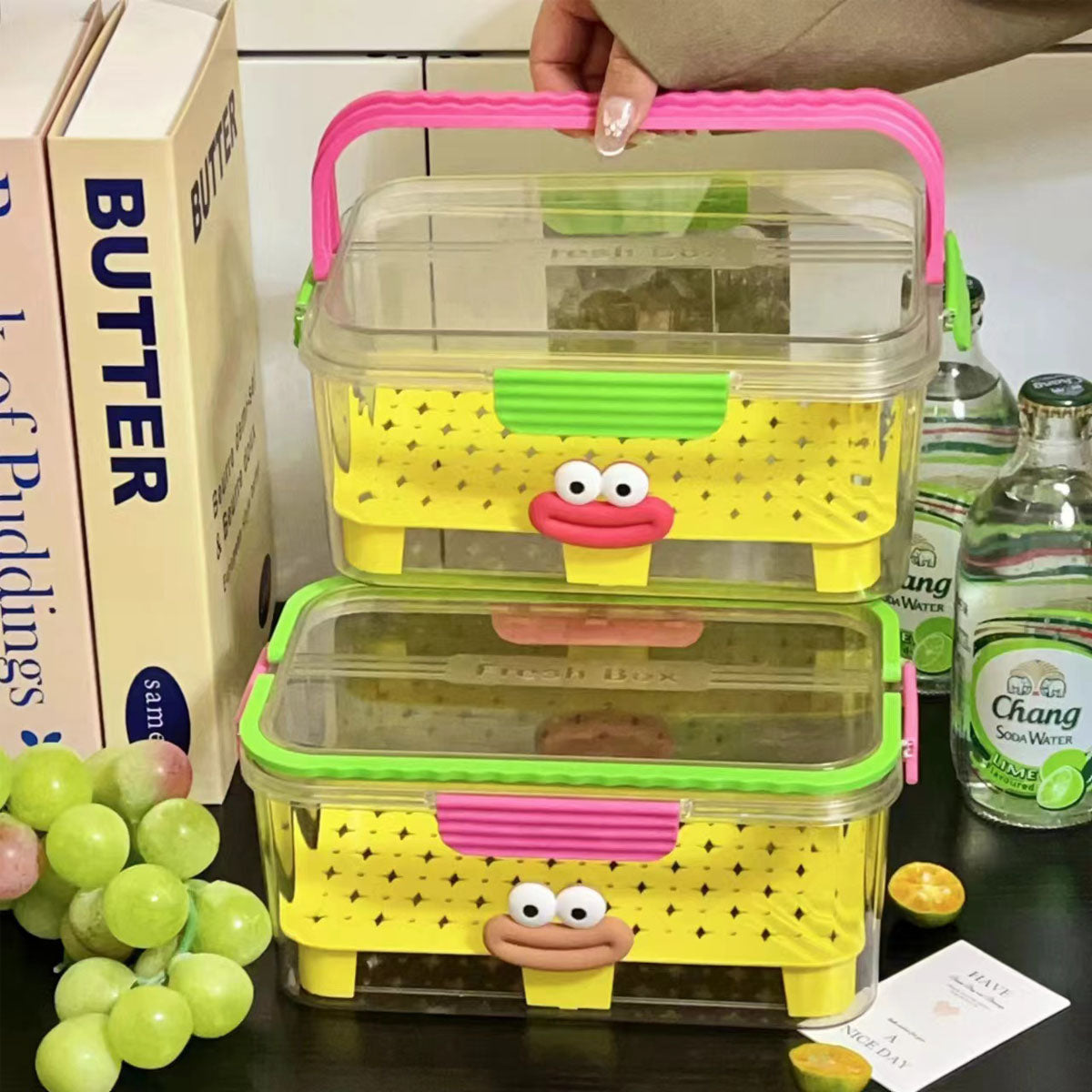 Assorted sizes of fresh food storage boxes for versatile kitchen organization & food keeping