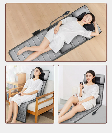 Relaxing full body shiatsu massage mat, an electric mattress pad with soothing heat for muscle pain.
