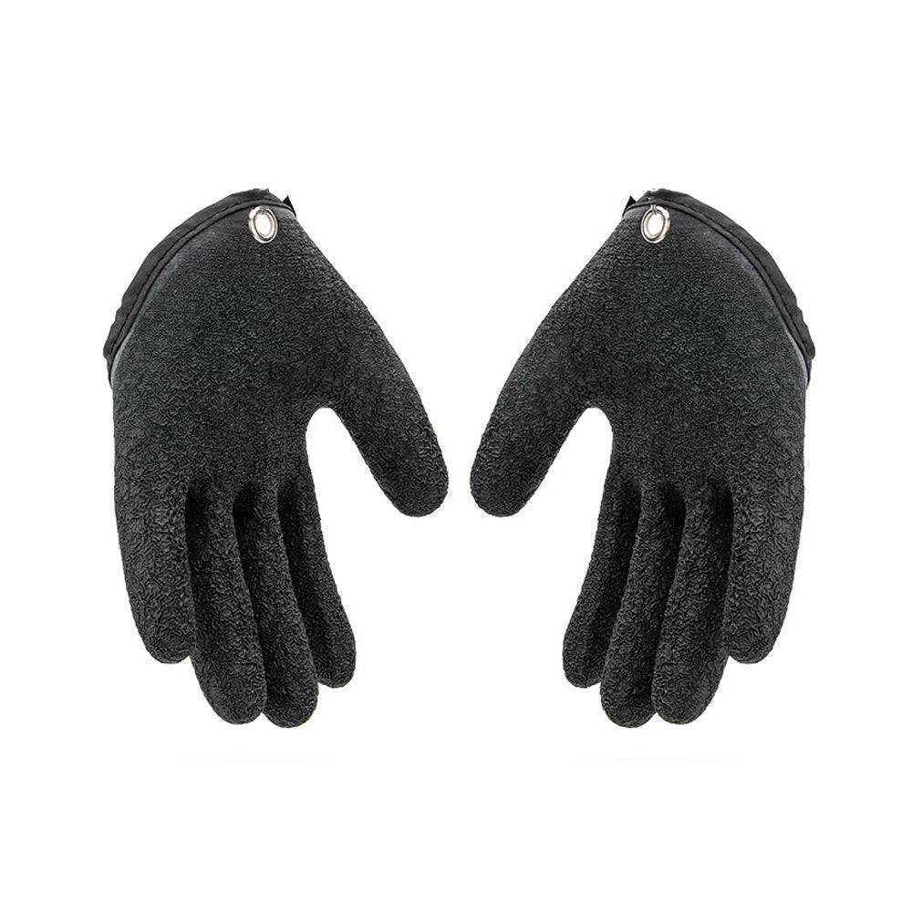 Magnetic release mechanism on full finger fishing glove, ensuring easy removal and secure fit