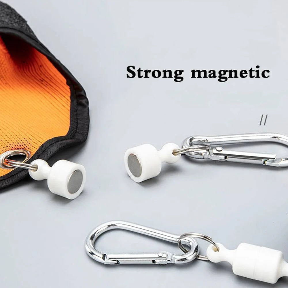 Close-up of magnet release on full finger fishing glove, anti-slip design for secure grip