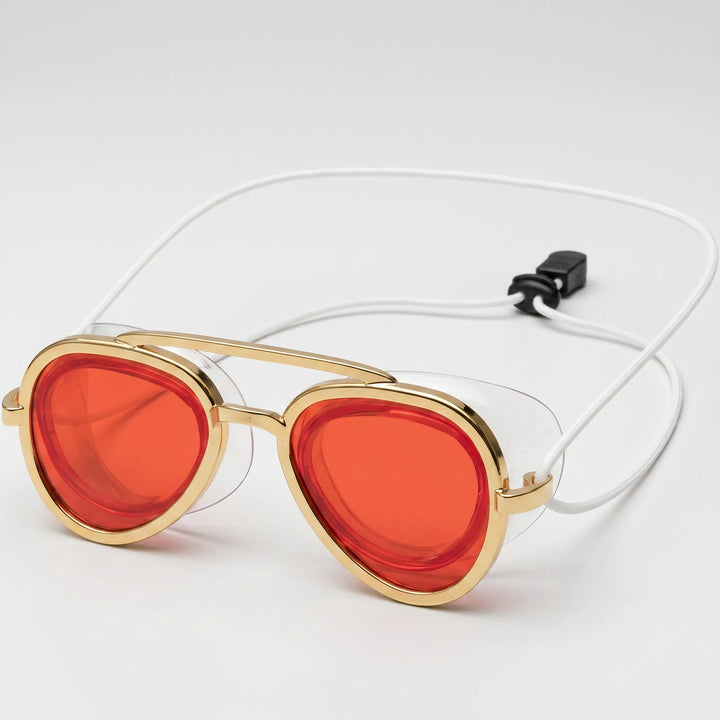 Red Unisex Aviator Swim Goggles with wide anti-fog lenses for optimal pool and outdoor swimming comfort.