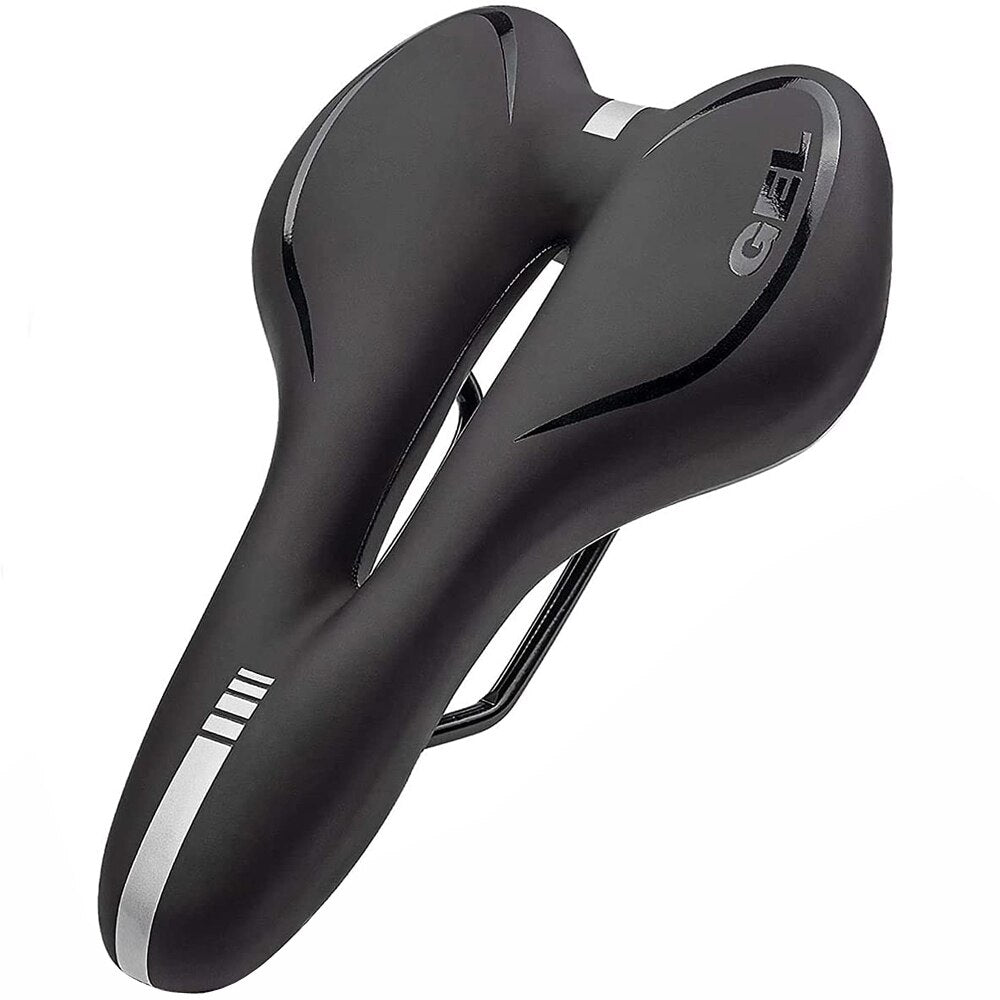 Unisex gel padded bicycle saddle for ultimate cycling comfort, fits mountain and road bikes.
