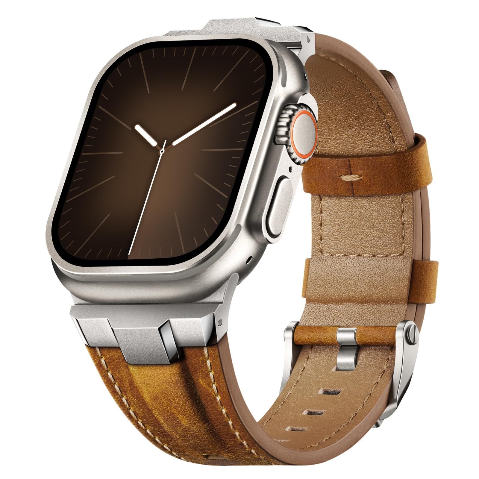 Premium genuine leather smartwatch strap for durable, comfortable wear.