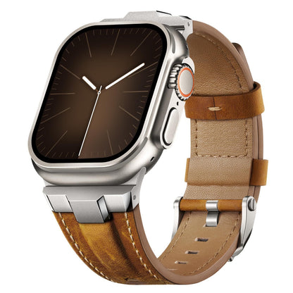 Premium genuine leather smartwatch strap for durable, comfortable wear.