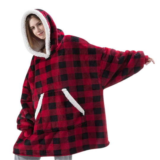 Warm, soft blanket hoodie, oversized design for unisex comfort.