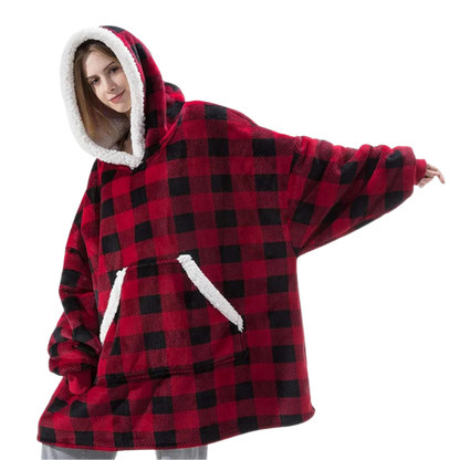 Warm, soft blanket hoodie, oversized design for unisex comfort.