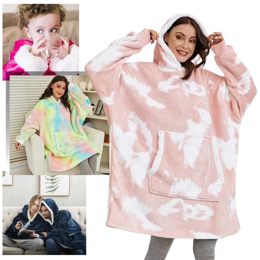 Soft, warm unisex blanket hoodie, oversized for supreme home comfort.