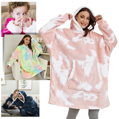 Soft, warm unisex blanket hoodie, oversized for supreme home comfort.