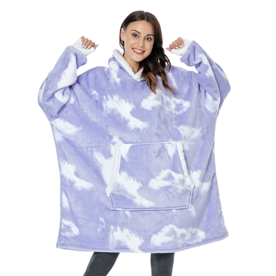 Soft fleece giant blanket hoodie, comfortable and cozy for unisex relaxation.