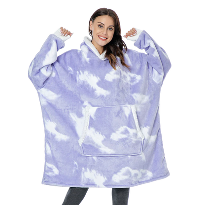 Soft fleece giant blanket hoodie, comfortable and cozy for unisex relaxation.