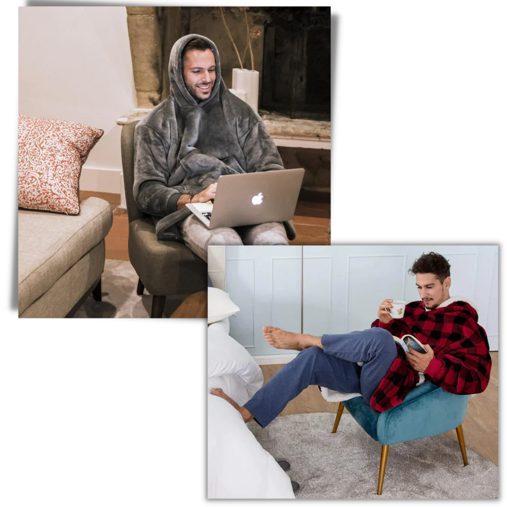 Comfortable oversized blanket hoodie, ideal for home relaxation.