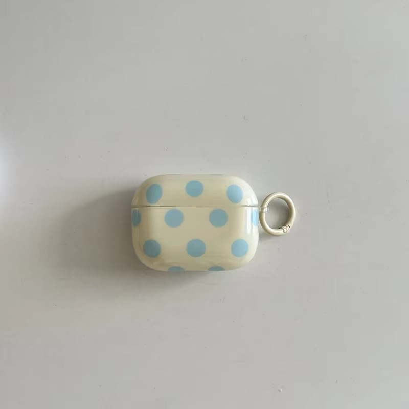Fashionable glossy polka dot earphone case, durable earbud accessory with a practical ring cover.