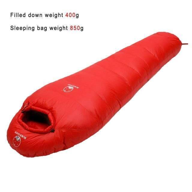 Portable goose down sleeping bag, ideal for backpacking and outdoor travel adventures