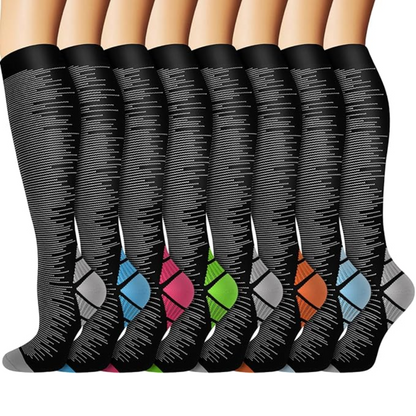 Close-up of soft fabric texture on 15-20mmHg gradual compression socks, emphasizing comfort & quality.