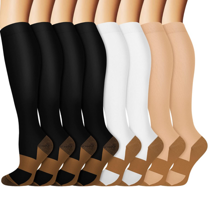 Men's & women's 15-20mmHg gradual compression socks. Relieve leg fatigue & improve circulation.