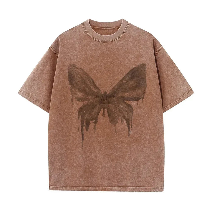 Comfortable black unisex cotton graphic tee featuring a unique butterfly design. Stylish casual wear.
