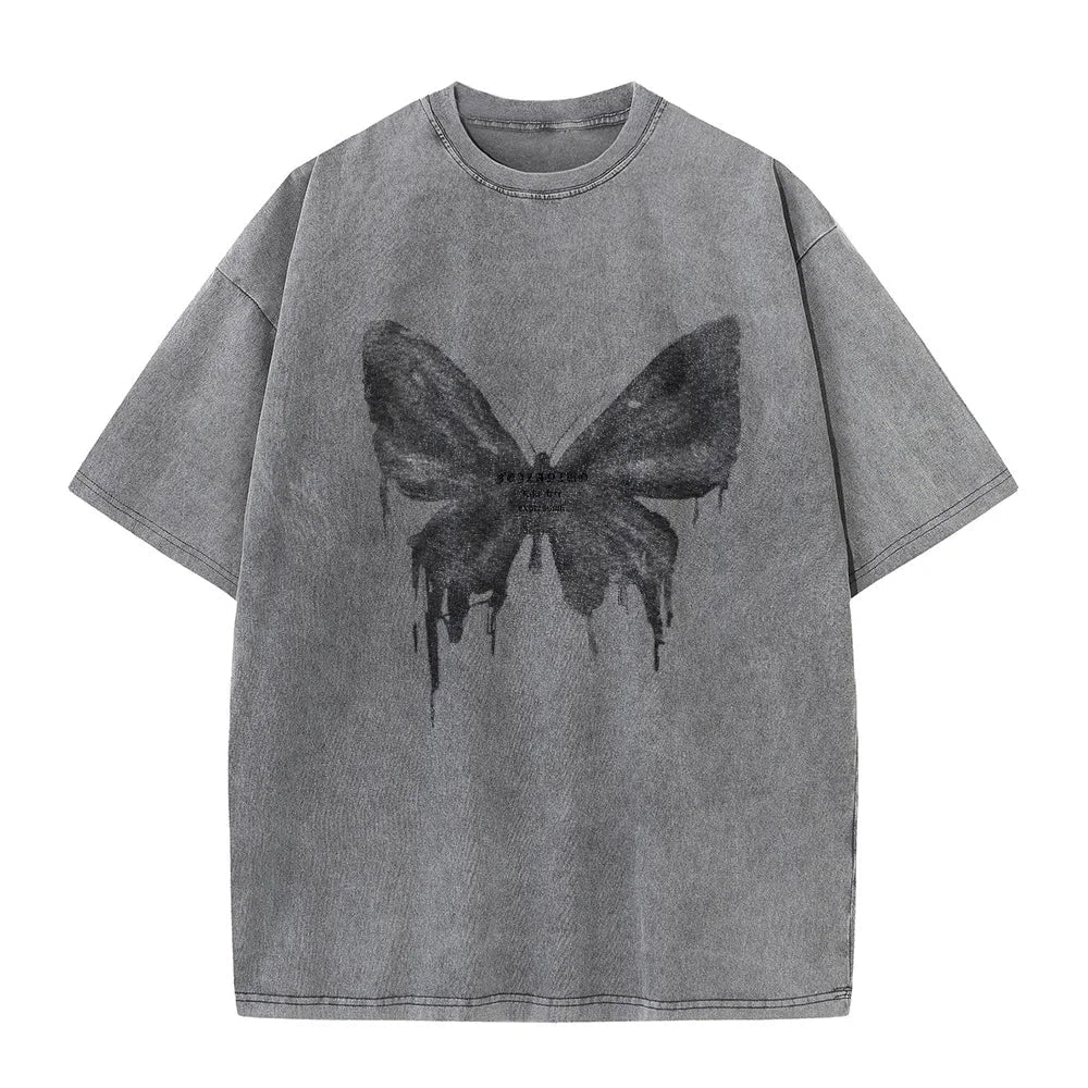 Fashionable coffee cotton unisex t-shirt with a vibrant butterfly graphic. Great for everyday style.