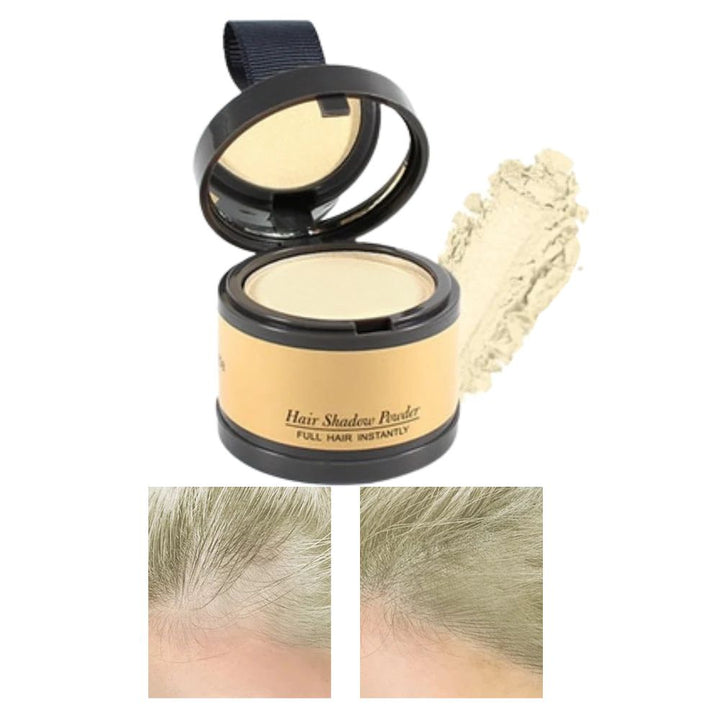 Hairline powder for instant fuller look & grey hair cover. Beauty cosmetic.