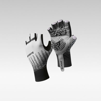 Unisex half-finger cycling gloves, shock absorbing, breathable, for enhanced grip and comfort.