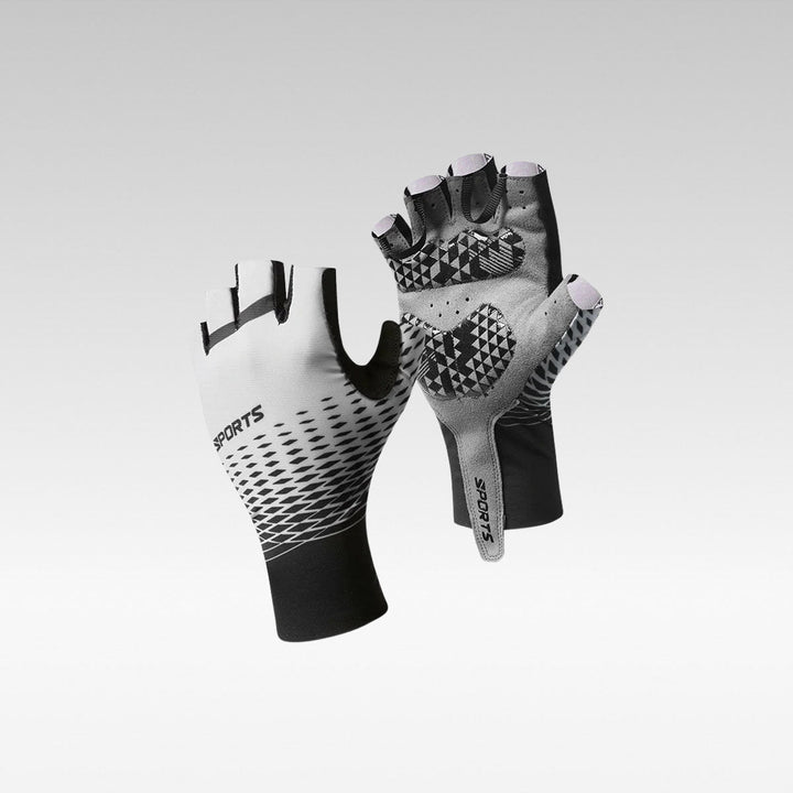 Unisex half-finger cycling gloves, shock absorbing, breathable, for enhanced grip and comfort.