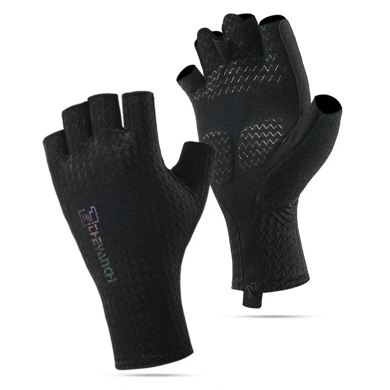 Essential riding accessories: half-finger cycling gloves, unisex, with shock absorption tech.