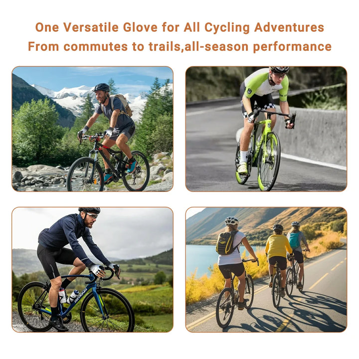 Pair of breathable half-finger cycling gloves, designed for optimal grip and shock absorbency.