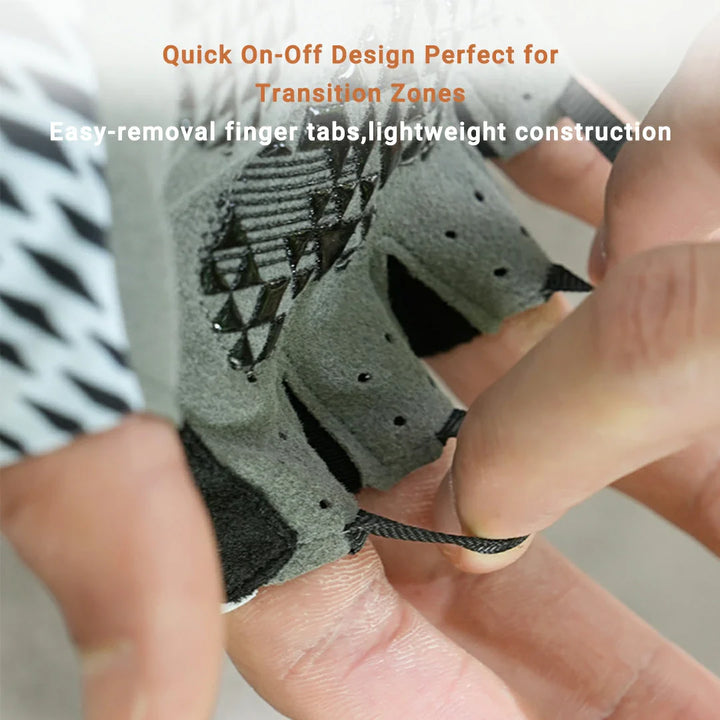 Breathable half-finger bike gear, unisex, with reinforced grip for secure handling.