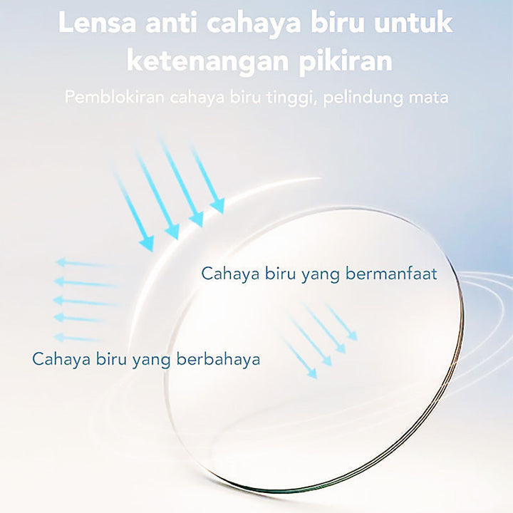 Vision care blue light glasses, half-rim style, offering digital eye strain protection and anti-glare.