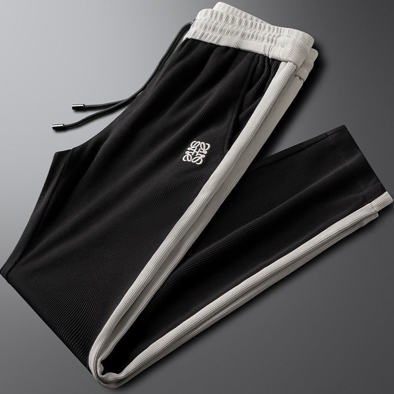 Blue Hali Comfort Pants for unisex wear. Wrinkle-resistant, flexible, and ideal for casual, lounge, or athletic activities.