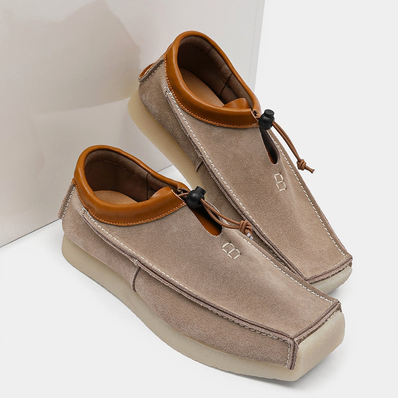 Beige handcrafted slip-on loafers, casual unisex comfort footwear for versatile everyday wear.