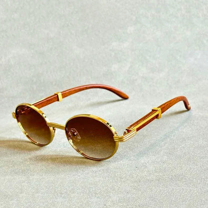 Premium wood frame sunglasses, handcrafted unisex eyewear for sophisticated fashion & luxury.