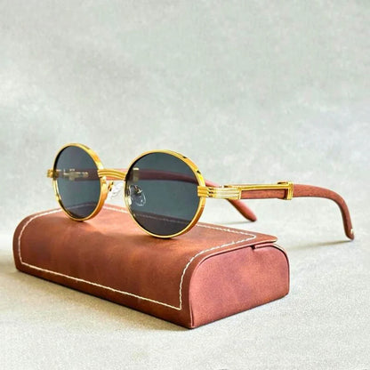 Luxury unisex wood frame sunglasses, artisan-crafted for a refined look and premium eye protection.
