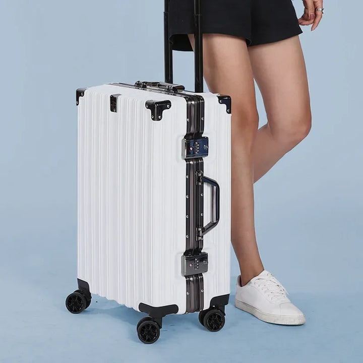 Interior organization features of a hard shell suitcase, with dividers & pockets for efficient packing.