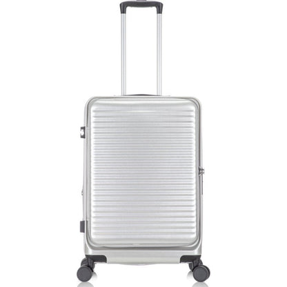 Professional business travel hard-shell suitcase with laptop compartment, TSA lock, and smooth spinner wheels.