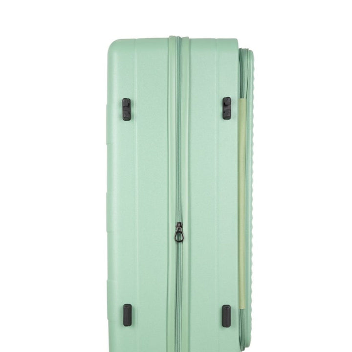 Large checked luggage hardshell suitcase with a dedicated laptop compartment, ideal for longer trips.