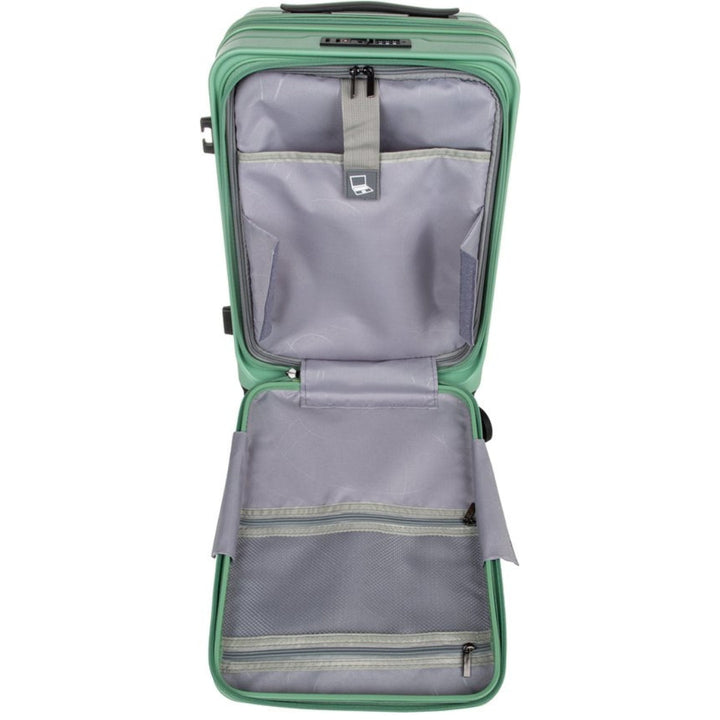Lightweight unisex hardshell suitcase, ideal for travel with its laptop compartment, durable, and easy to maneuver.
