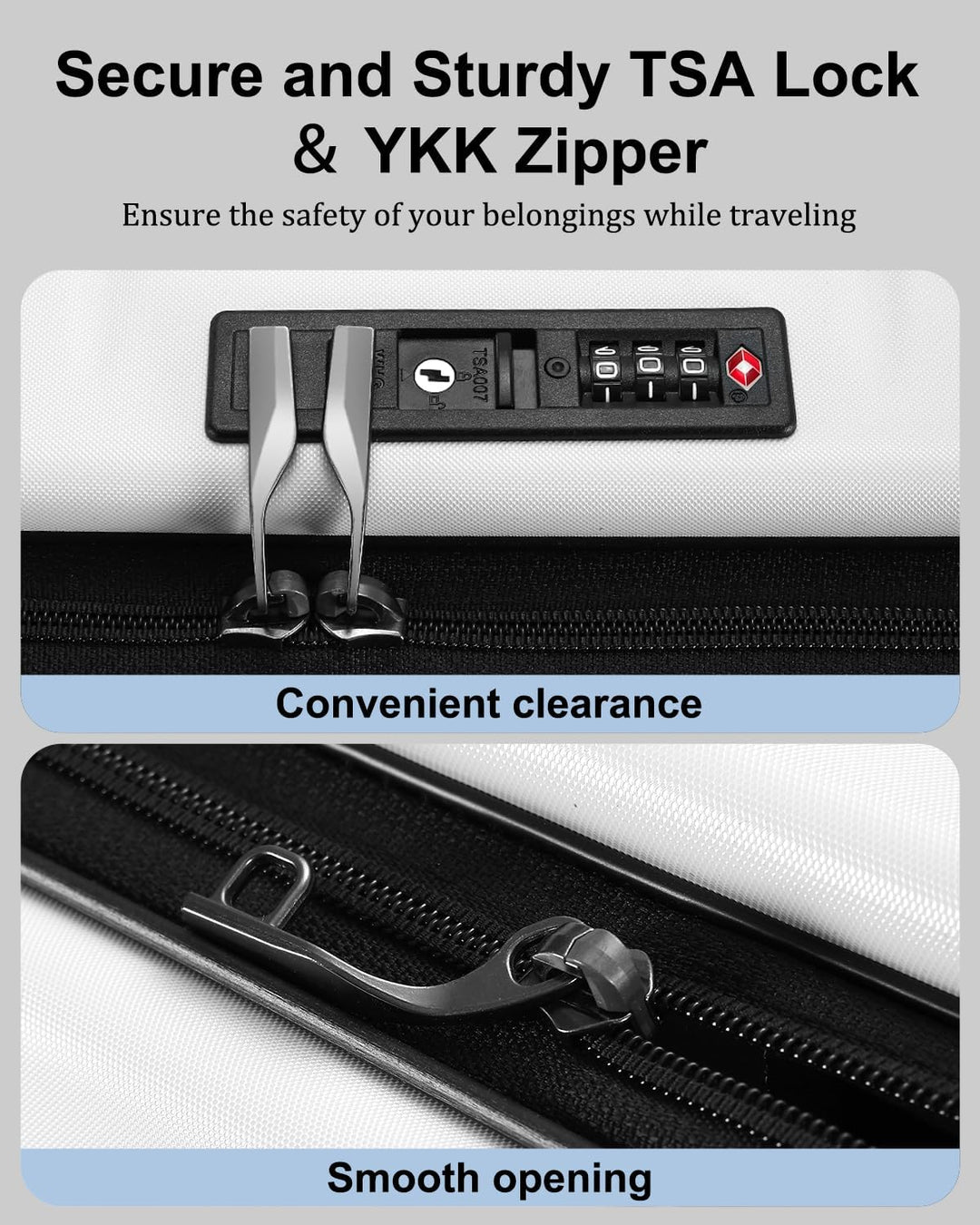 Robust hardshell carry-on for international travel, with front pocket, TSA lock & spinner wheels.